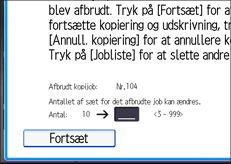Illustration af skærmbilledet på betjeningspanelet