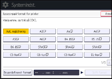 Illustration af skærmbilledet på betjeningspanelet