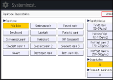 Illustration af skærmbilledet på betjeningspanelet