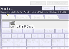 Illustration af skærmbilledet på betjeningspanelet