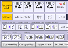 Illustration af skærmbilledet på betjeningspanelet