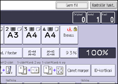 Illustration af skærmbilledet på betjeningspanelet