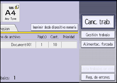 Ilustración de la pantalla panel de mandos