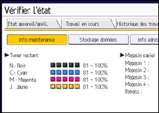 Illustration de l'écran du panneau de commande