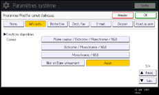 Illustration de l'écran du panneau de commande