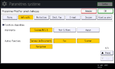 Illustration de l'écran du panneau de commande