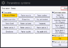 Illustration de l'écran du panneau de commande