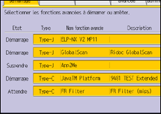 Illustration de l'écran du panneau de commande
