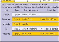 Illustration de l'écran du panneau de commande