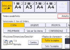 Illustrazione della schermata sul pannello di controllo