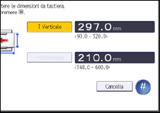 Illustrazione della schermata sul pannello di controllo