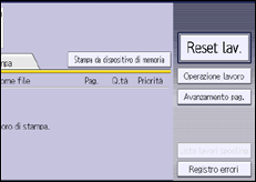 Illustrazione della schermata sul pannello di controllo