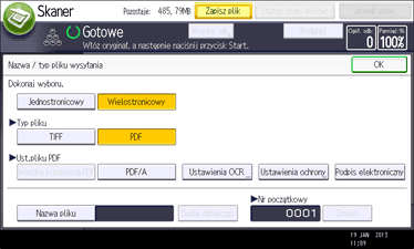 Ilustracja ekranu panela operacyjnego