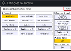 Ilustração do ecrã do painel de operação