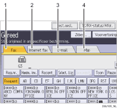 Genummerde afbeelding van het scherm van het bedieningspaneel