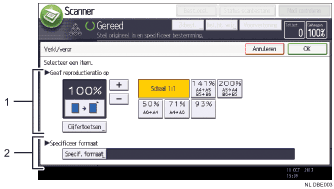 Genummerde afbeelding van het scherm van het bedieningspaneel