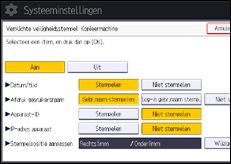 Schermafbeelding bedieningspaneel