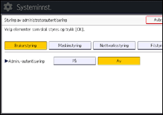 Illustrasjon av betjeningspanel