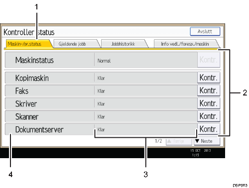 Nummererte illustrasjon av brukerskjermbildet