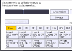 Ilustração do ecrã do painel de operação