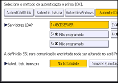Ilustração do ecrã do painel de operação