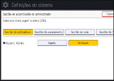 Ilustração do ecrã do painel de operação