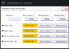 Ilustração do ecrã do painel de operação