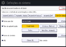 Ilustração do ecrã do painel de operação