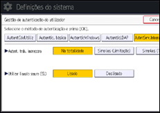 Ilustração do ecrã do painel de operação