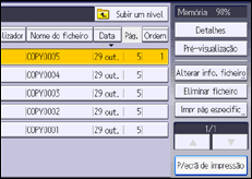 Ilustração do ecrã do painel de operação