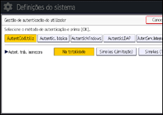 Ilustração do ecrã do painel de operação