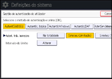 Ilustração do ecrã do painel de operação
