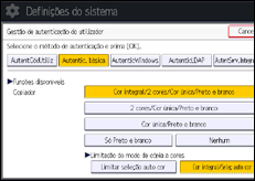 Ilustração do ecrã do painel de operação