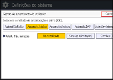 Ilustração do ecrã do painel de operação