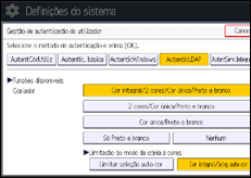 Ilustração do ecrã do painel de operação