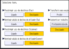 Ilustração do ecrã do painel de operação