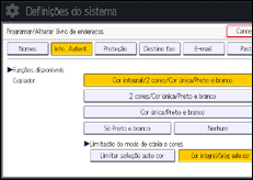 Ilustração do ecrã do painel de operação