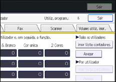 Ilustração do ecrã do painel de operação