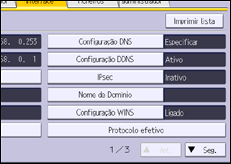 Ilustração do ecrã do painel de operação