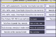 Ilustração do ecrã do painel de operação