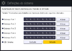 Ilustração do ecrã do painel de operação