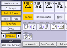 Ilustração do ecrã do painel de operação