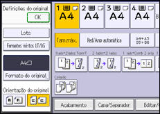 Ilustração do ecrã do painel de operação