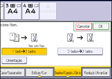 Ilustração do ecrã do painel de operação