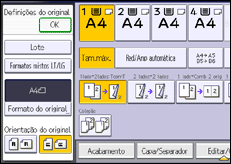 Ilustração do ecrã do painel de operação