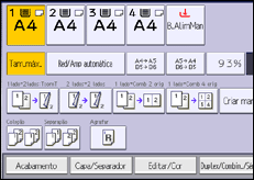 Ilustração do ecrã do painel de operação
