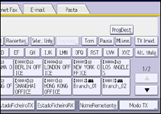Ilustração do ecrã do painel de operação