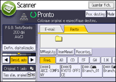 Ilustração do ecrã do painel de operação