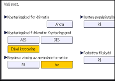 Bild av användarpanelens skärm
