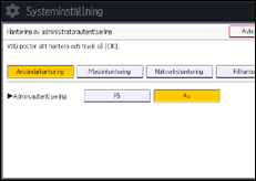 Bild av användarpanelens skärm